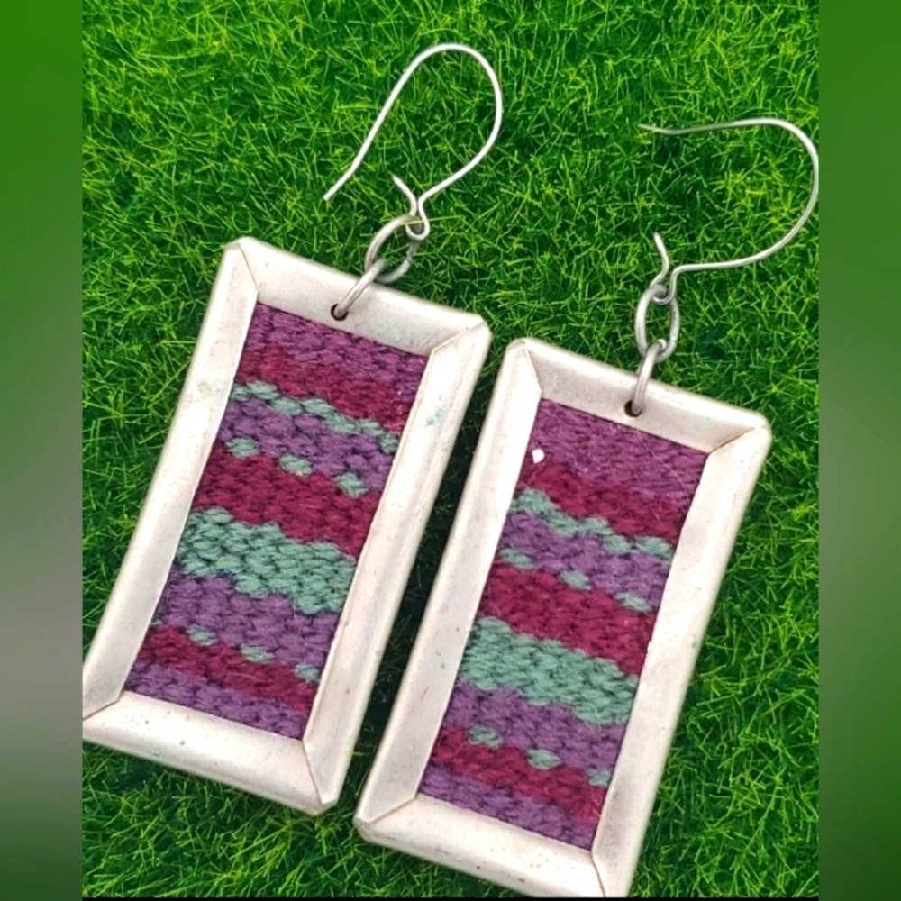 Sterling Silver Frame Afghan Earrings‎ E1011